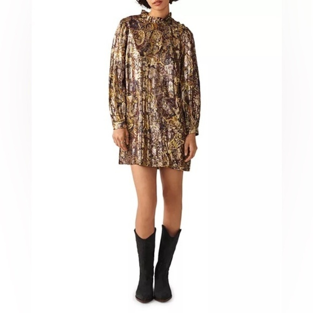 ba&sh Chiba Metallic Paisley Mini Dress size 1 ( US 4)